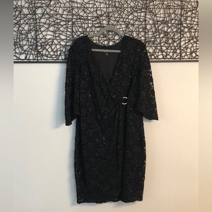 Connected Apparel Black Lace and Sequin Dress